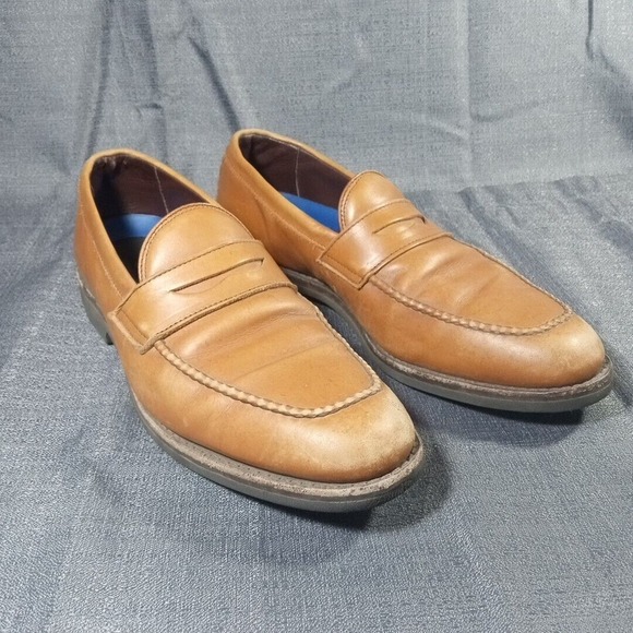 Allen Edmonds Light Brown Leather Moc Toe Rounded Penny Loafer Size 10.5 B - Picture 1 of 10